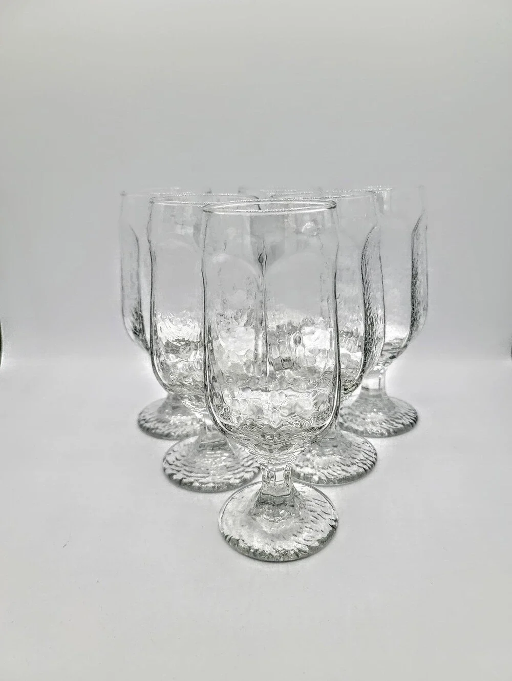 Libbey Chivalry Clear Water Beer Glasses Set of 6 Textured Pressed Glass 12 Oz